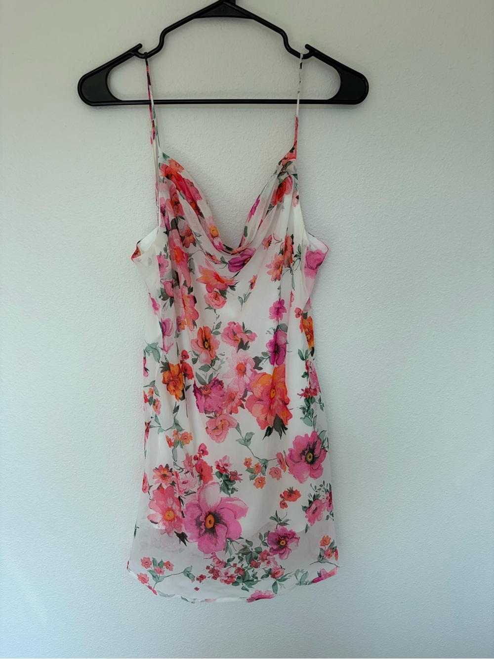 Altar'd State White Floral Slip Dress in Pink & Orange